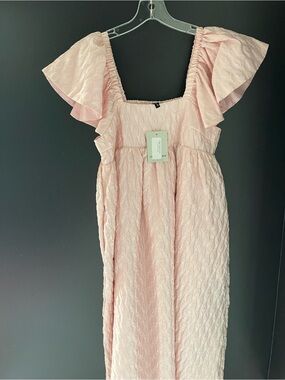 Girls' Pink Ruffle-Sleeve Dress